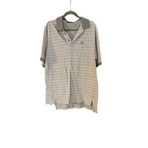 Vintage Burberry's Gray Patterned Polo Collared Shirt Size Large Mens